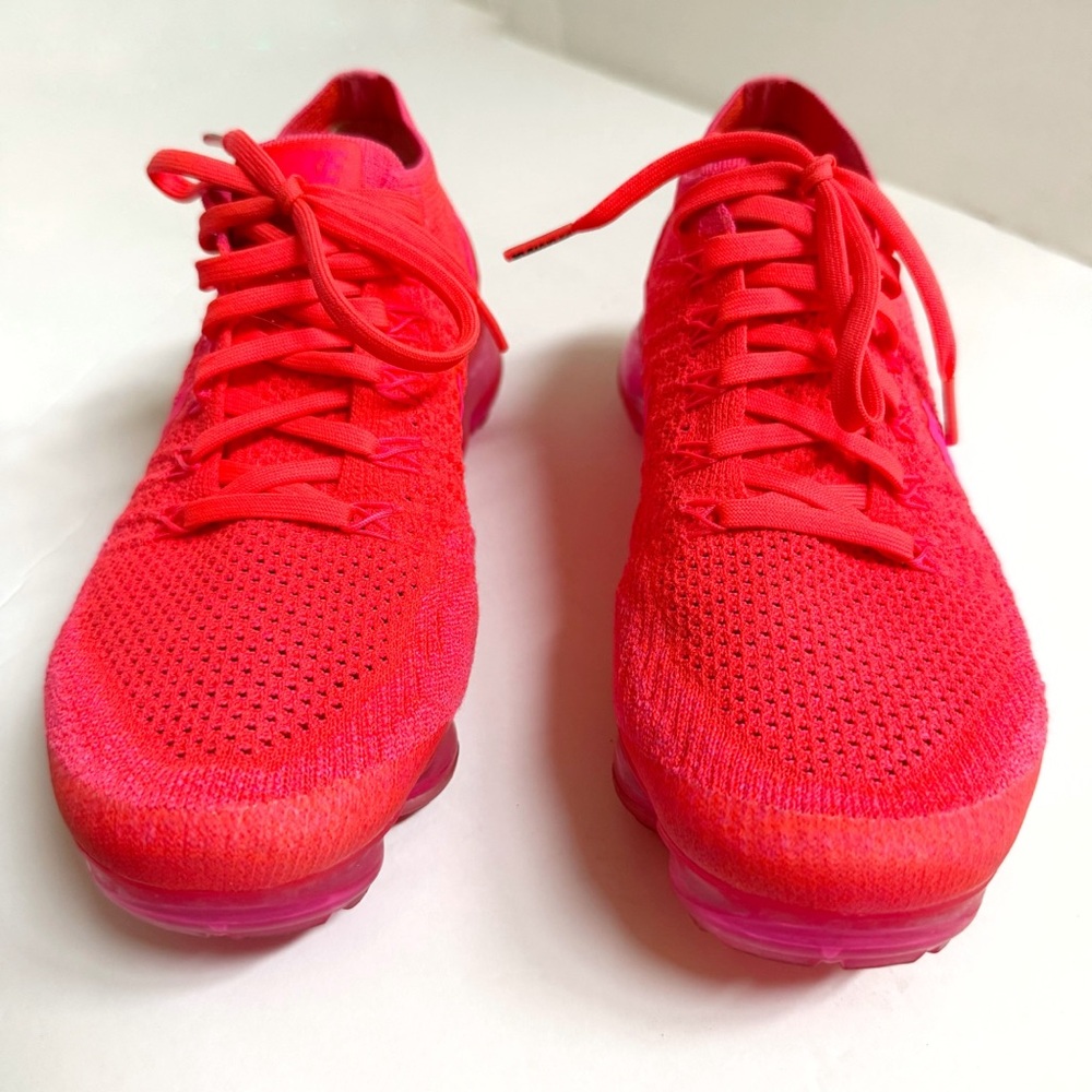 NIKE NEON HOT PINK BLAST HYPER PUNCH AIR VAPORMAX FLYKNIT KNIT SHOES SNEAKERS - Picture 2 of 9